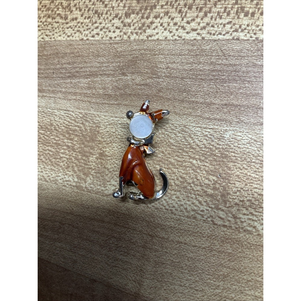 Dog Mother Of Pearl Inlaid Brooch Pin 3-D Pet Animal Lapel Hat Pinback